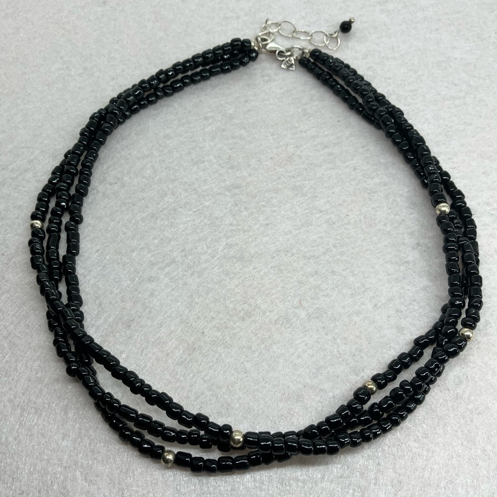 Silpada Sterling Silver & Black Glass Bead Multi Strand Necklace | N1500 Retired